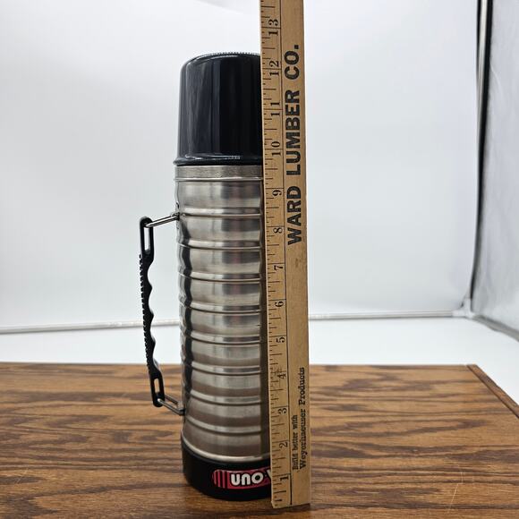 UnoVac 1 Qt Coffee Thermos Stainless Steel Retro Unbreakable Union Mfg Co 291283 - Picture 2 of 6